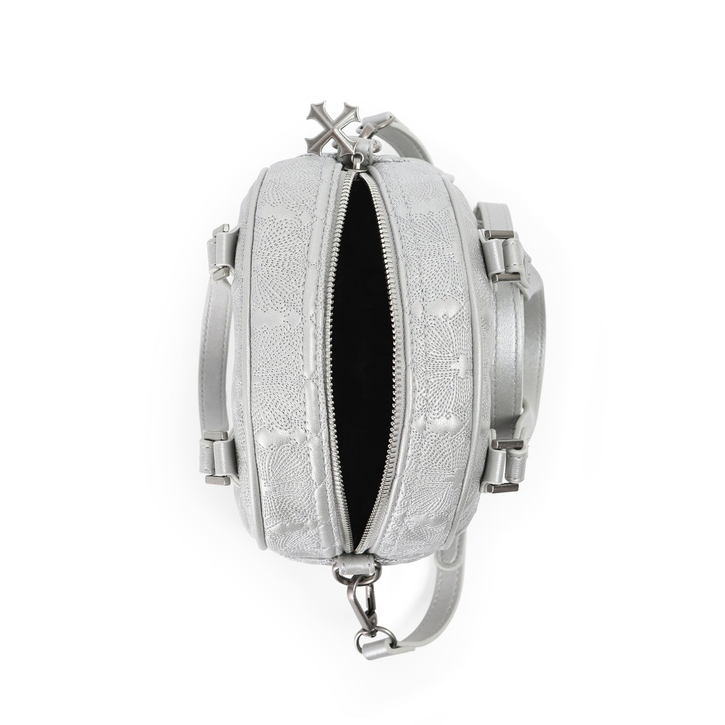 Embroidered Chopper Bowling Bag - Silver