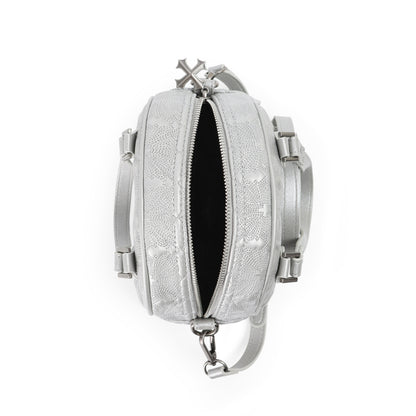 Embroidered Chopper Bowling Bag - Silver