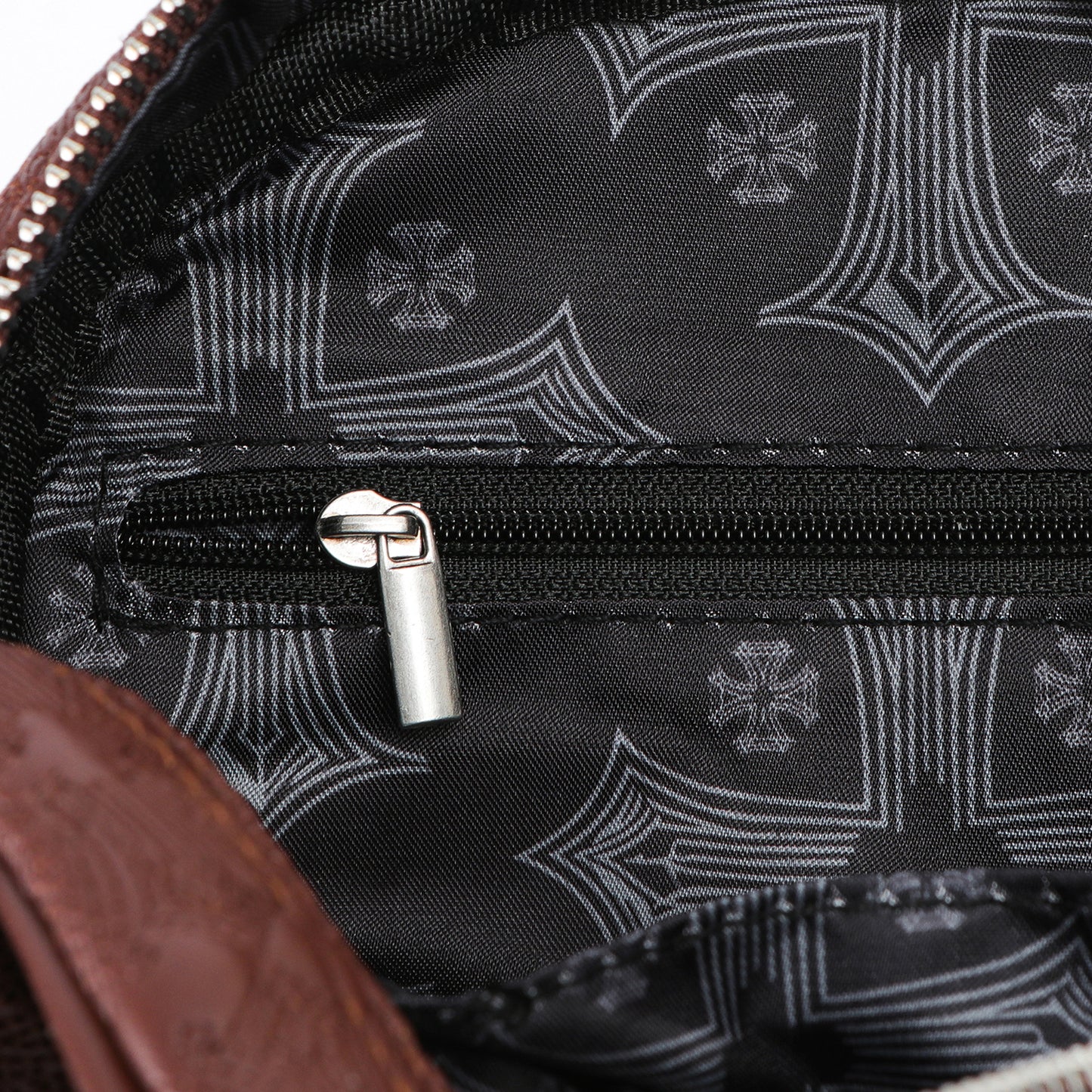 Embroidered Chopper Bowling Bag - Brown