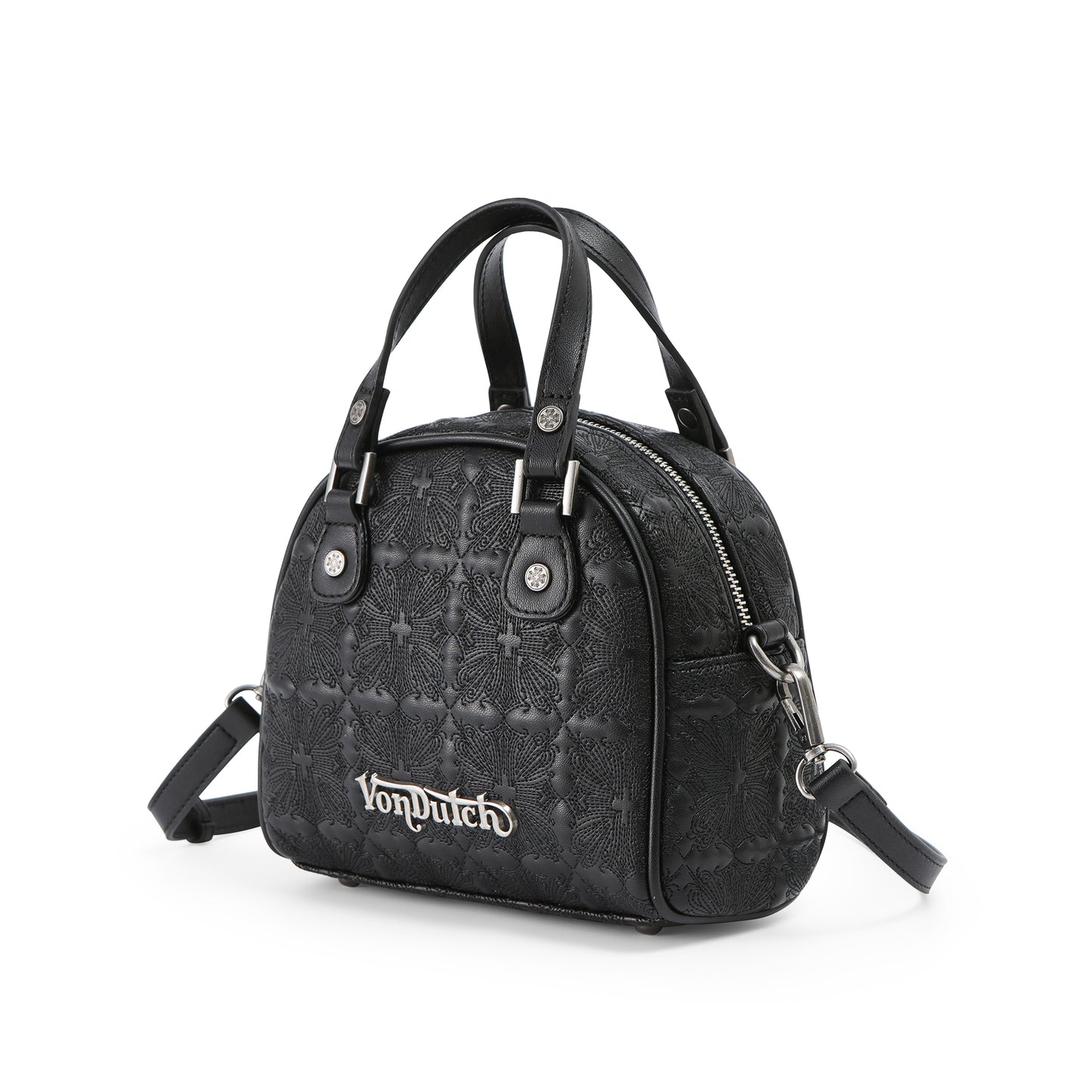 Embroidered Chopper Bowling Bag - Black