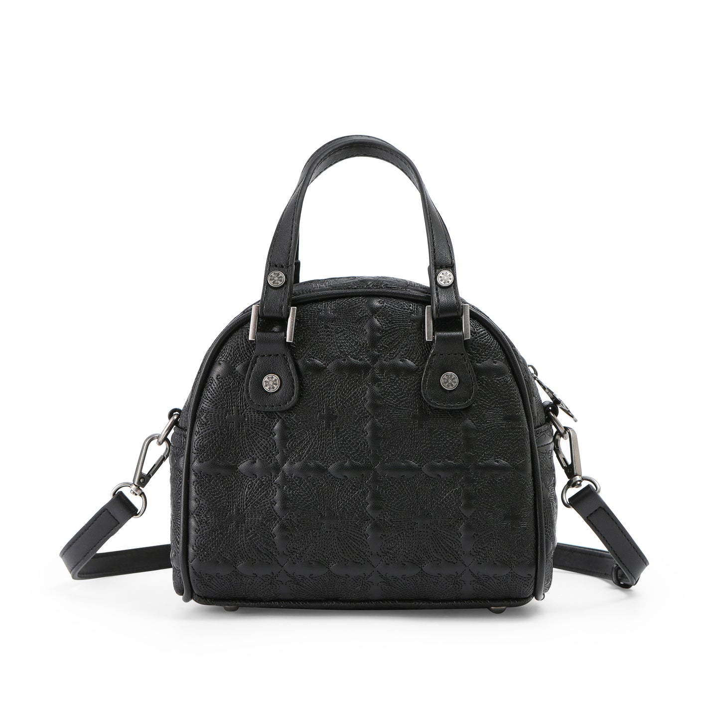 Embroidered Chopper Bowling Bag - Black