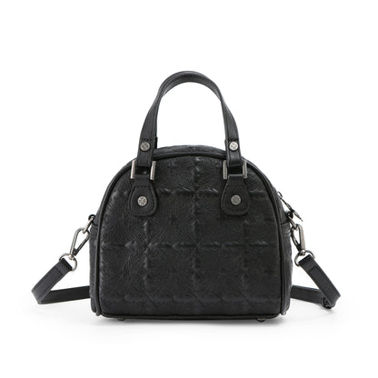 Embroidered Chopper Bowling Bag - Black