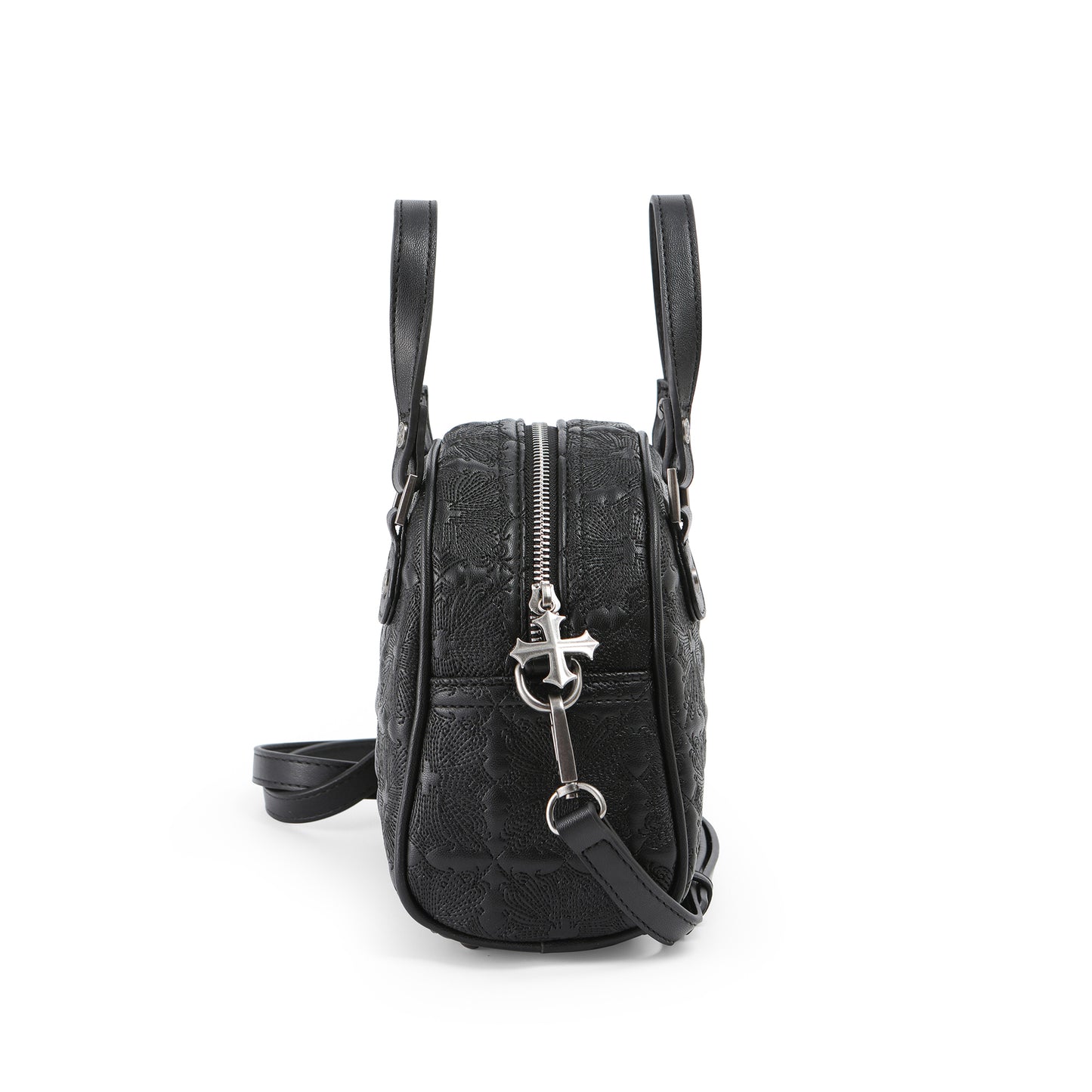 Embroidered Chopper Bowling Bag - Black