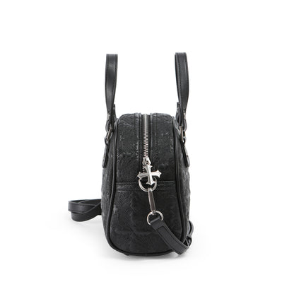 Embroidered Chopper Bowling Bag - Black