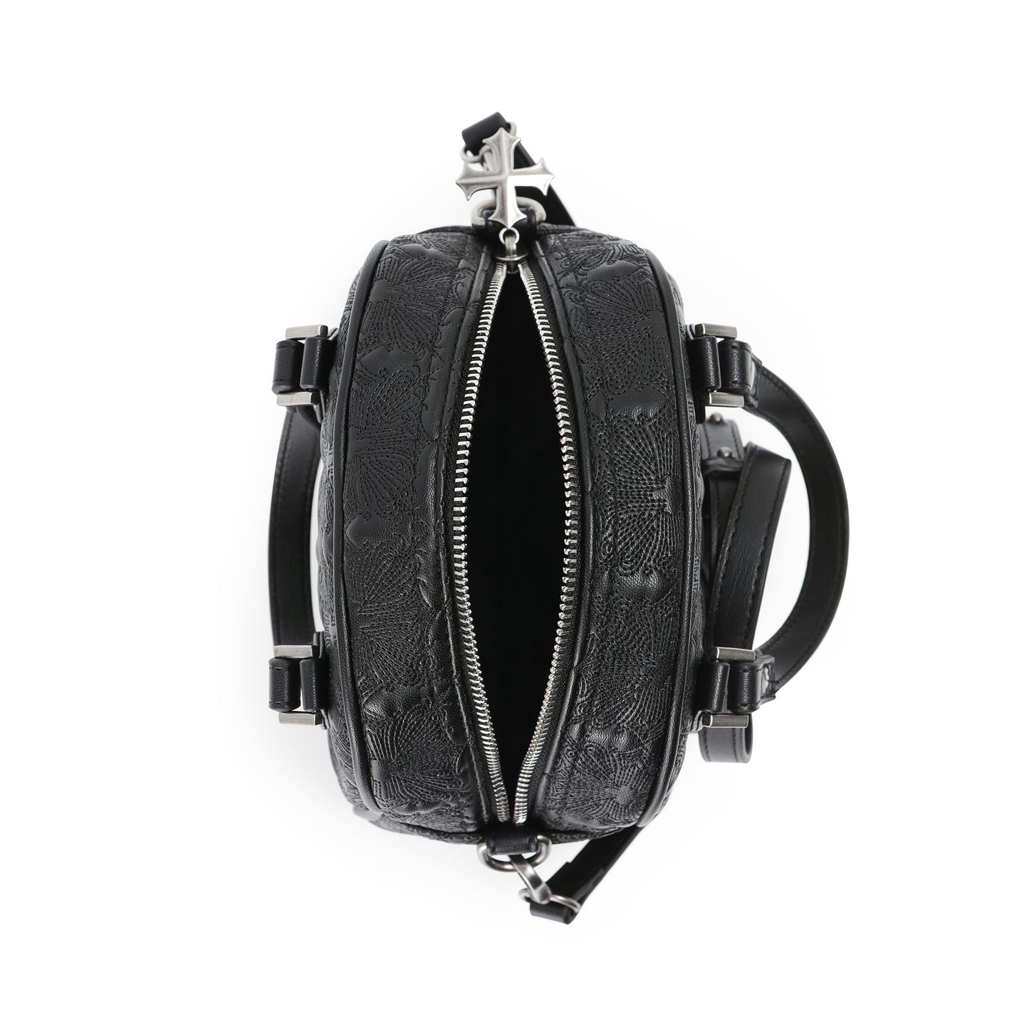 Embroidered Chopper Bowling Bag - Black
