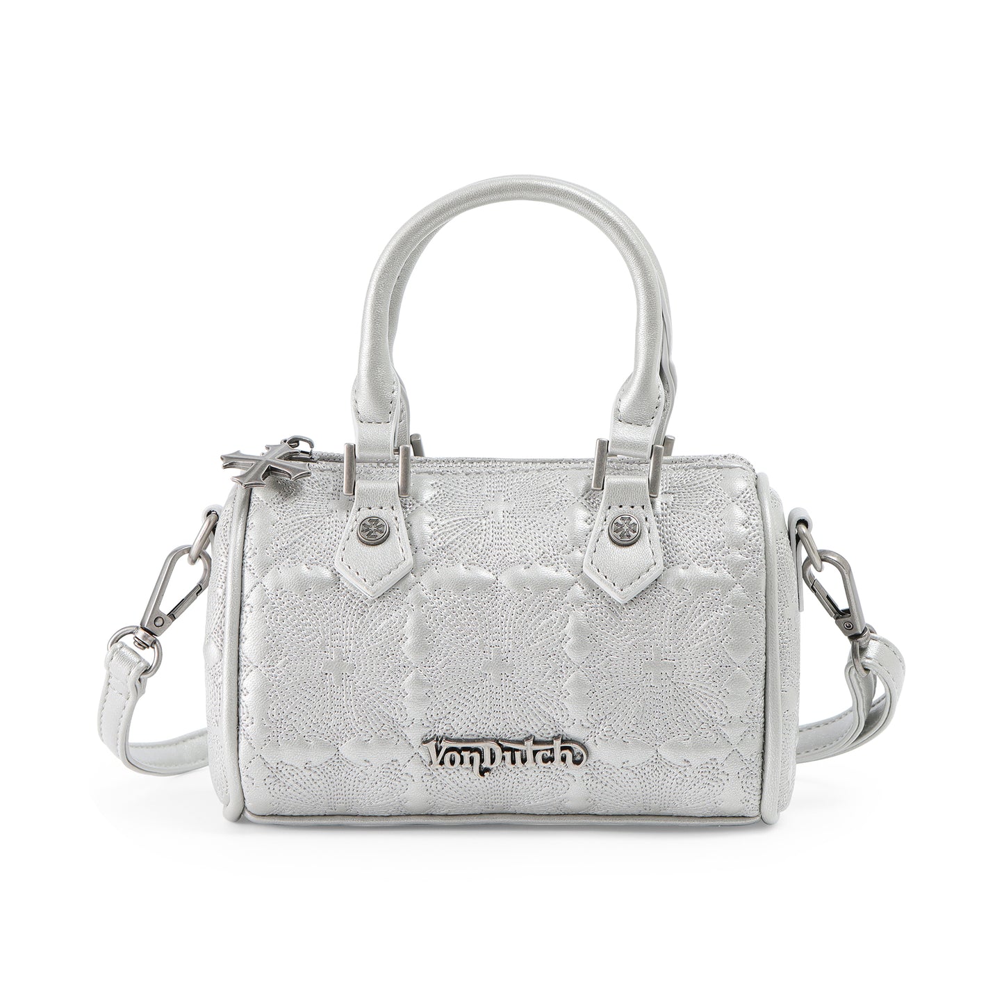 Embroidered Chopper Hanna Bag - Silver