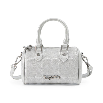 Embroidered Chopper Hanna Bag - Silver