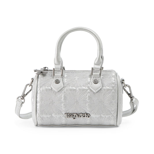 Embroidered Chopper Hanna Bag - Silver