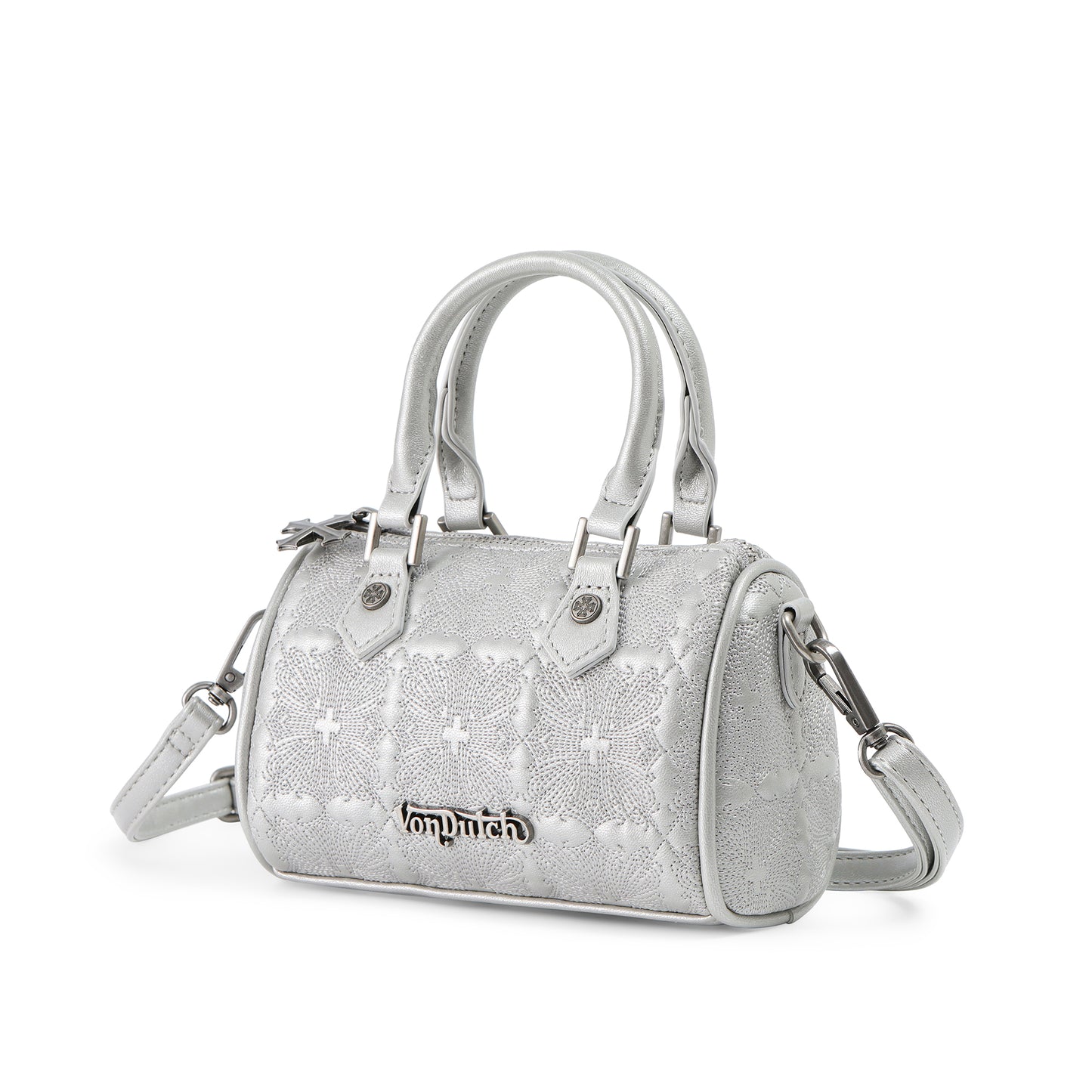 Embroidered Chopper Hanna Bag - Silver
