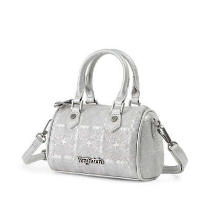 Embroidered Chopper Hanna Bag - Silver