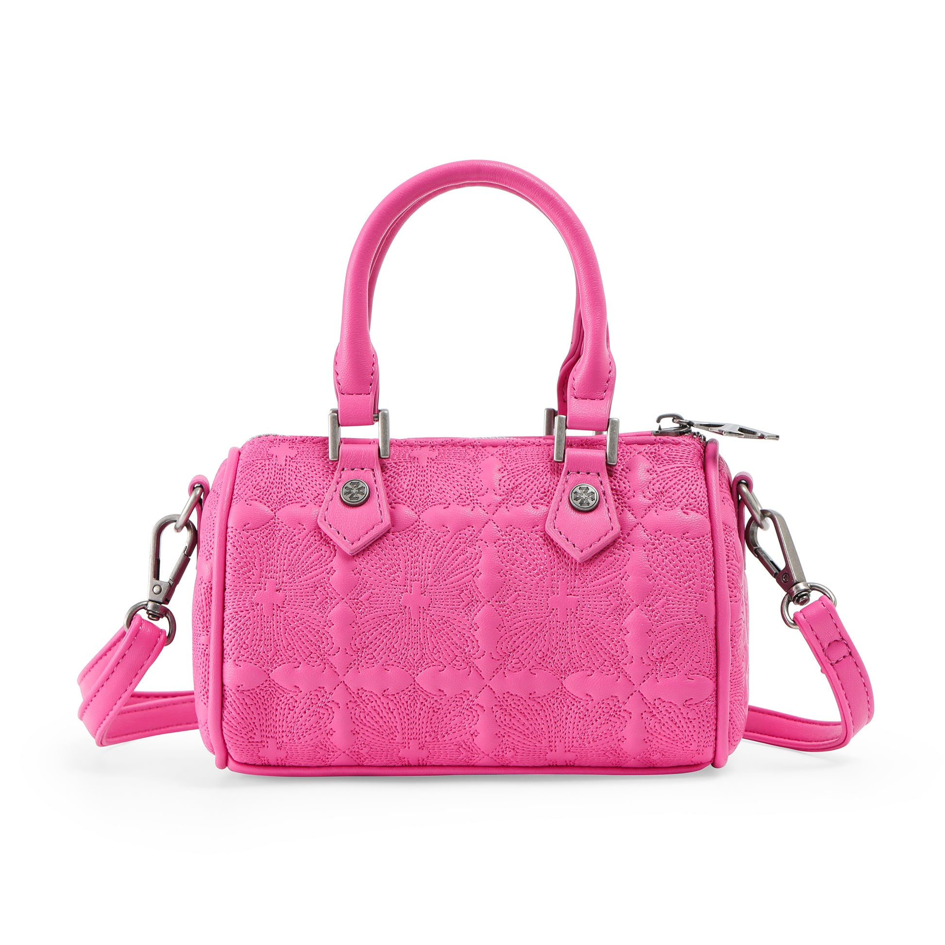 Embroidered Chopper Hanna Bag - Hot Pink