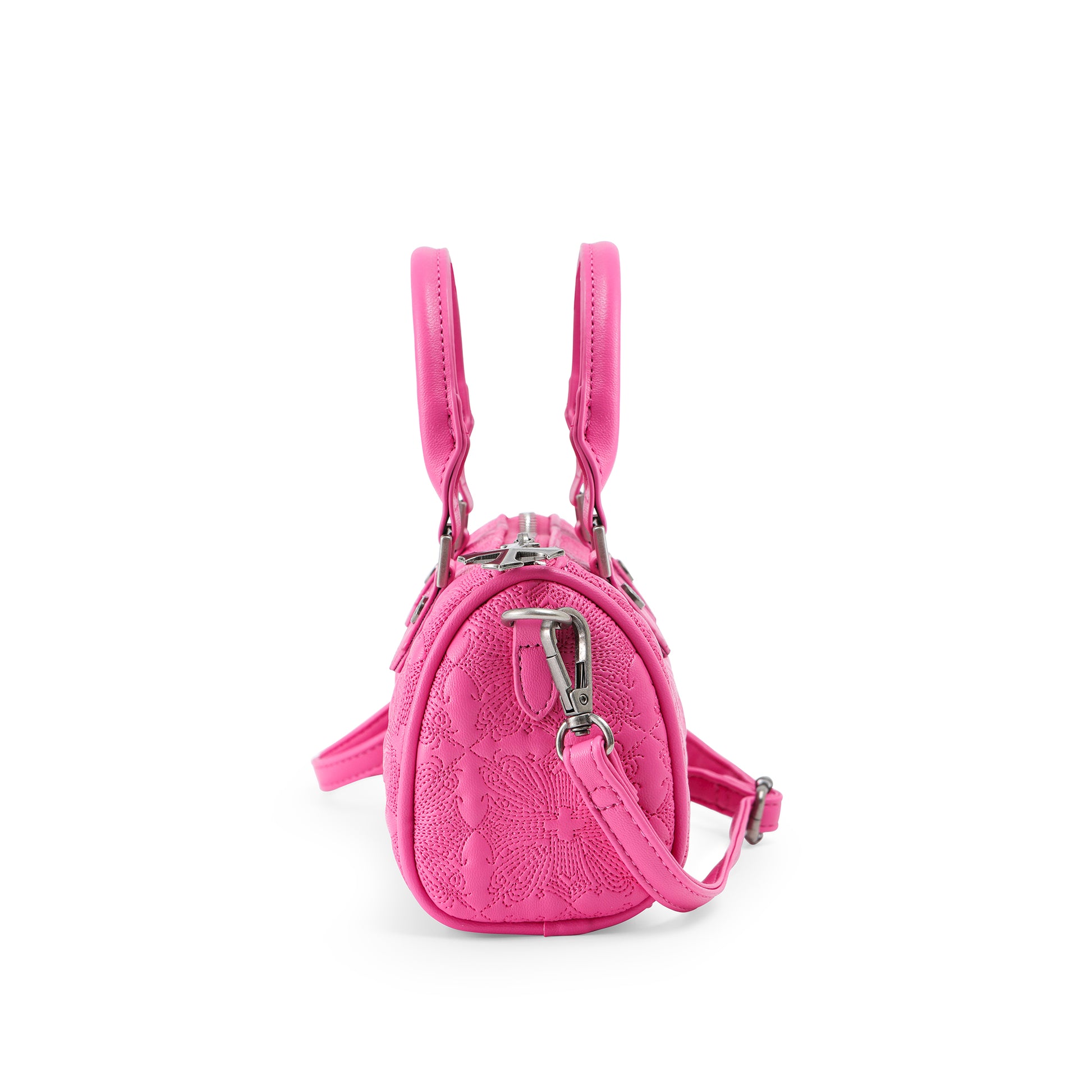 Embroidered Chopper Hanna Bag - Hot Pink