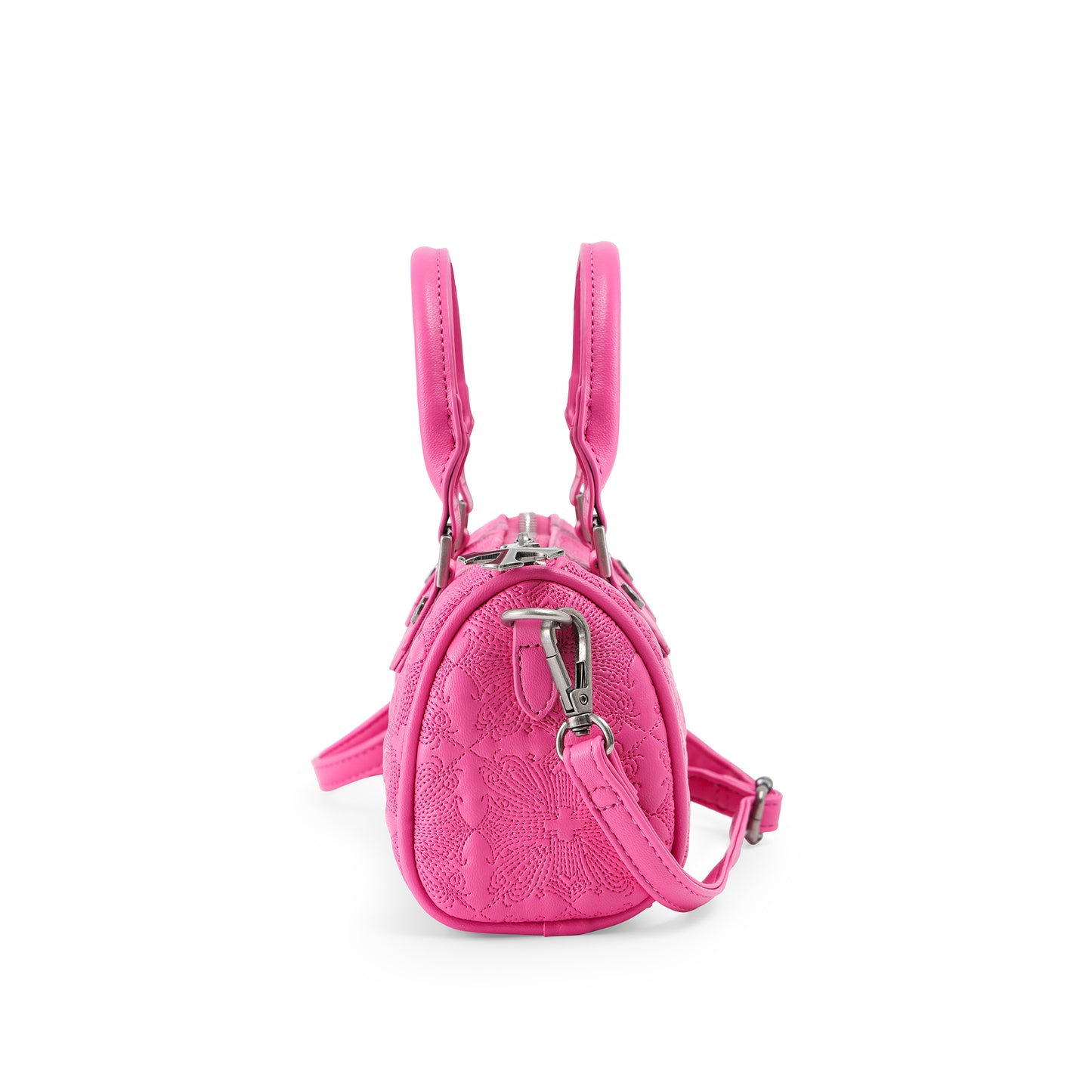 Embroidered Chopper Hanna Bag - Hot Pink