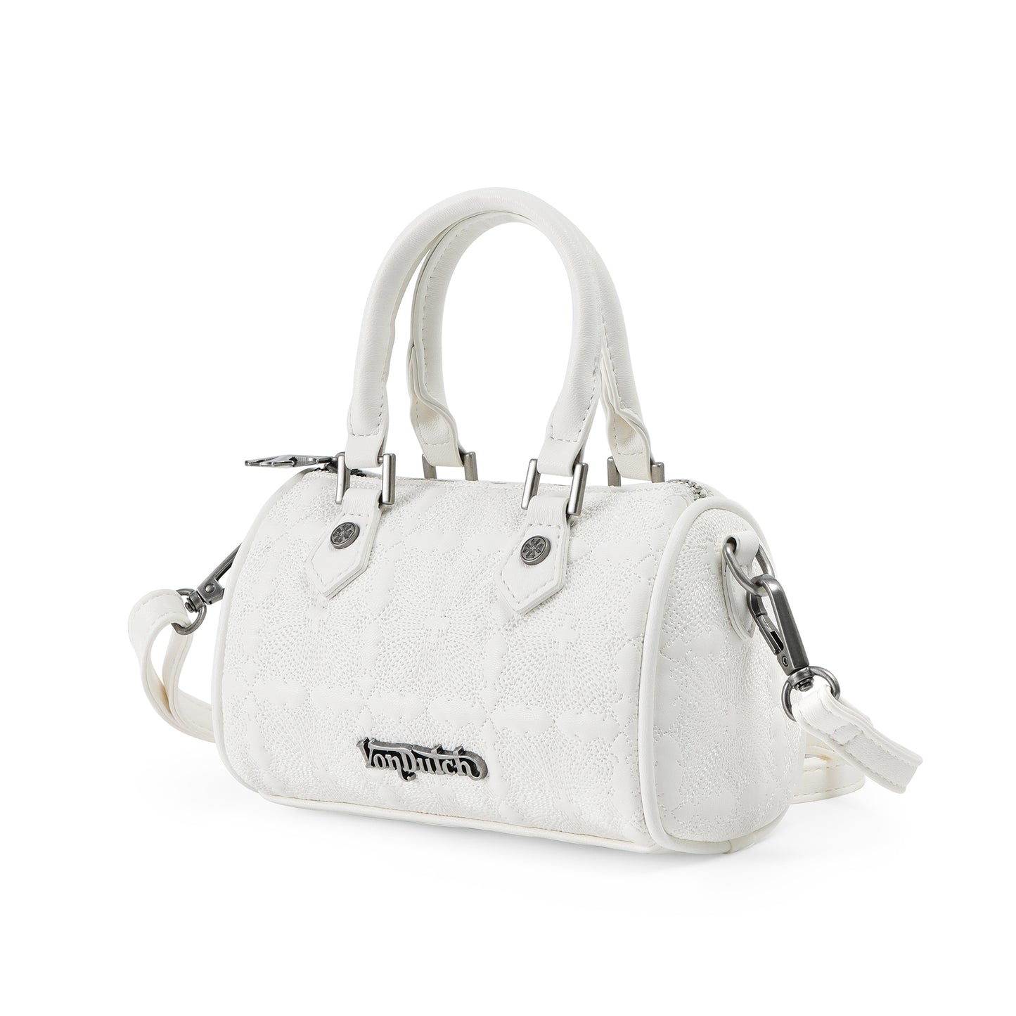 Embroidered Chopper Hanna Bag - White