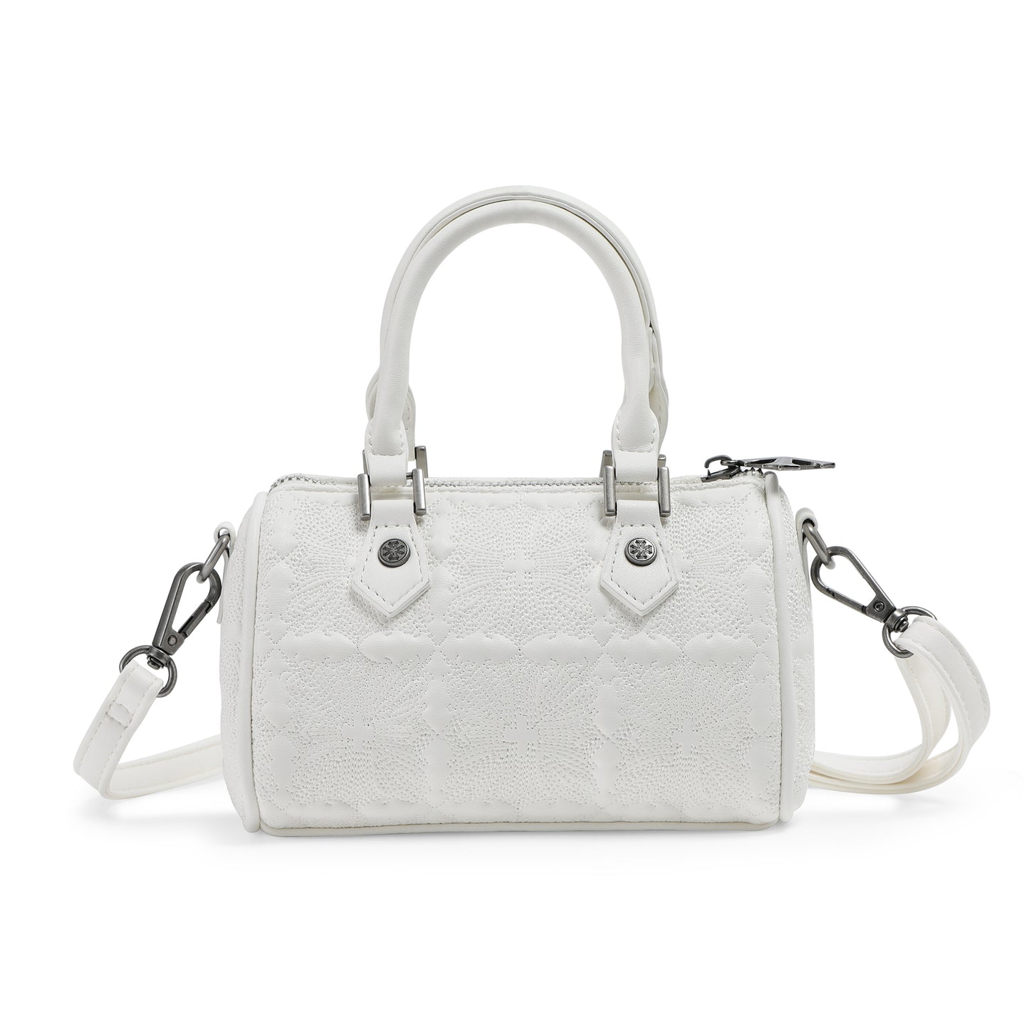 Embroidered Chopper Hanna Bag - White