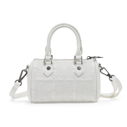 Embroidered Chopper Hanna Bag - White