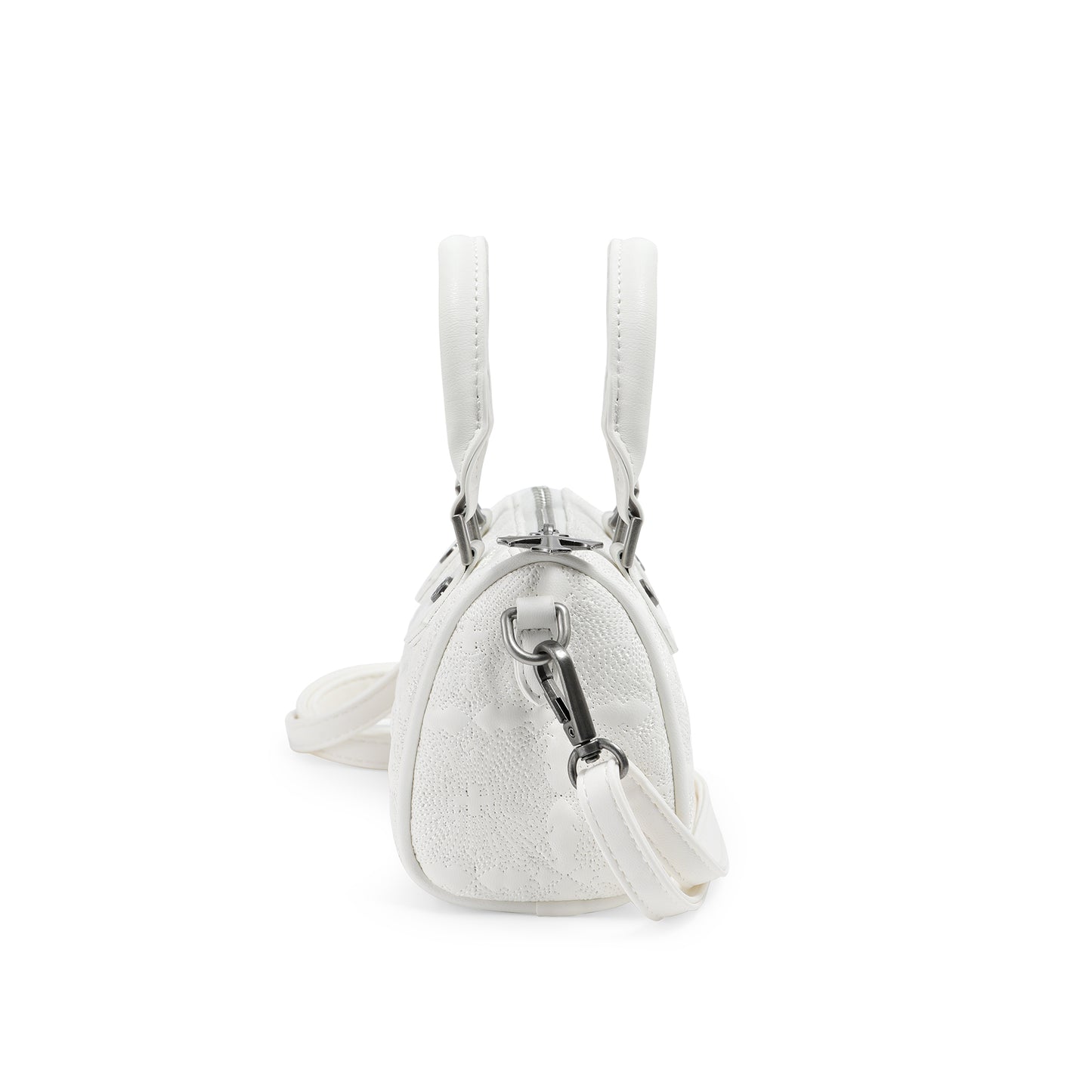 Embroidered Chopper Hanna Bag - White