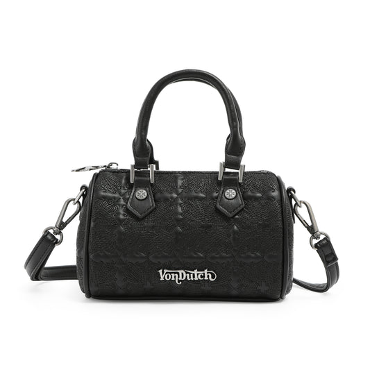 Embroidered Chopper Hanna Bag -Black