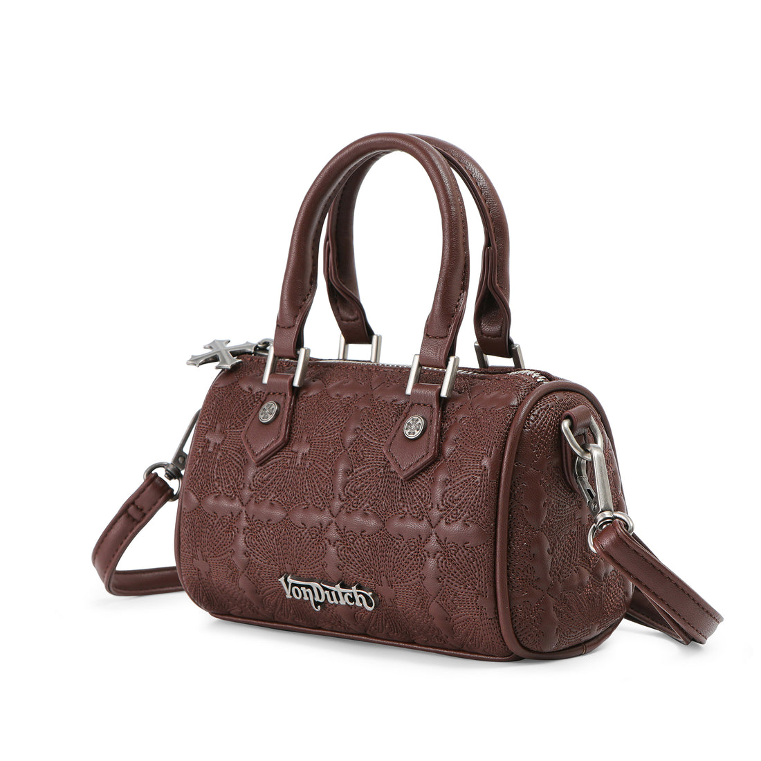 Embroidered Chopper Hanna Bag - Brown — image 3