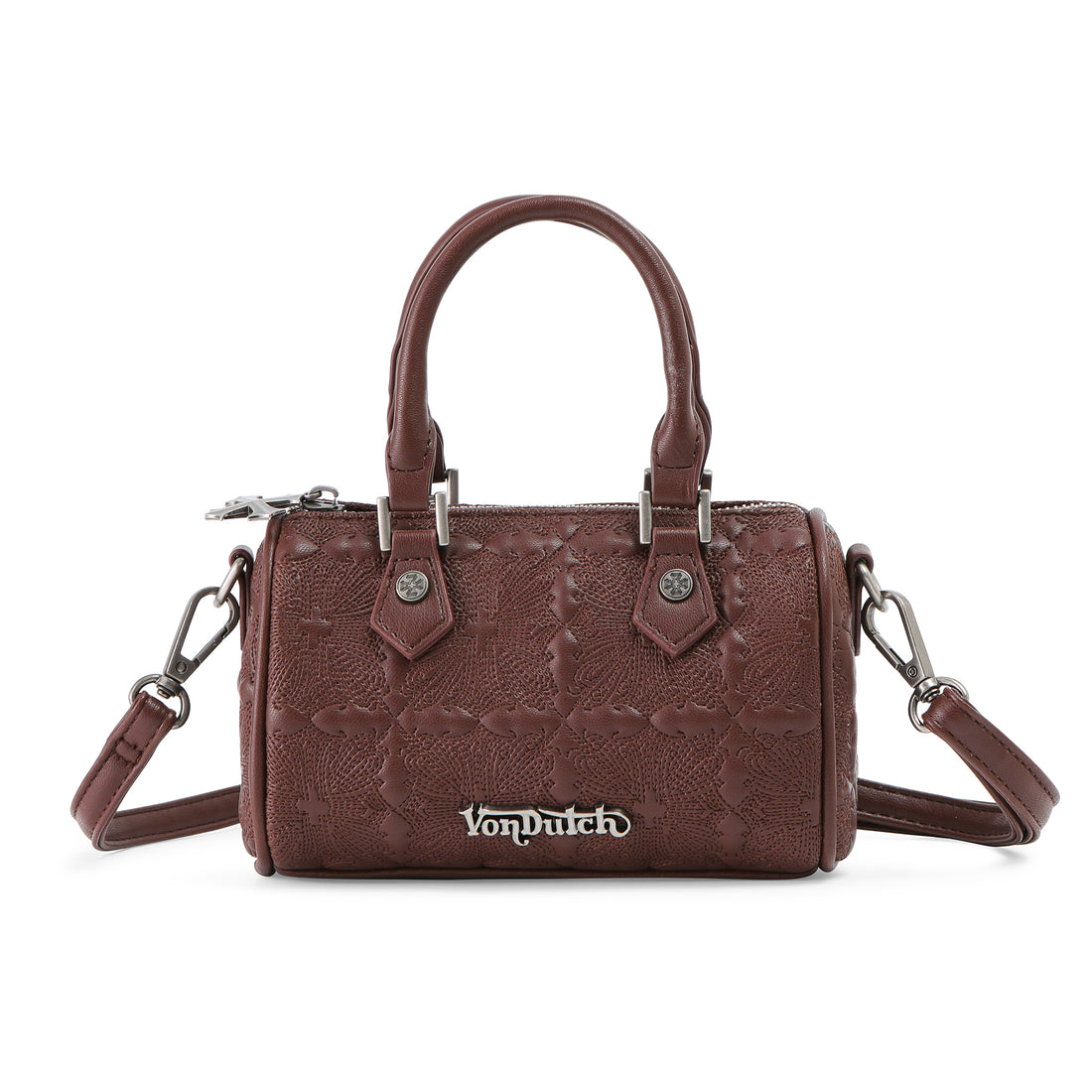 Embroidered Chopper Hanna Bag - Brown — image 1