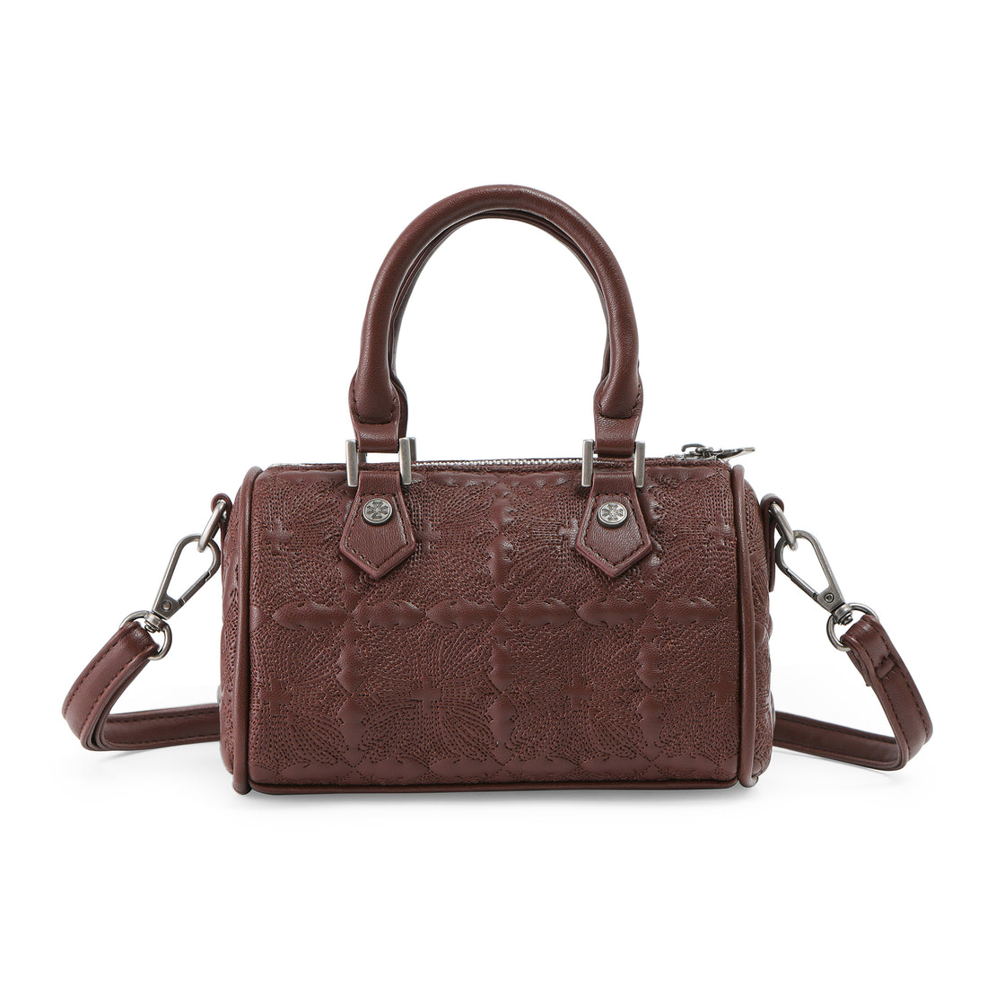 Embroidered Chopper Hanna Bag - Brown — image 4