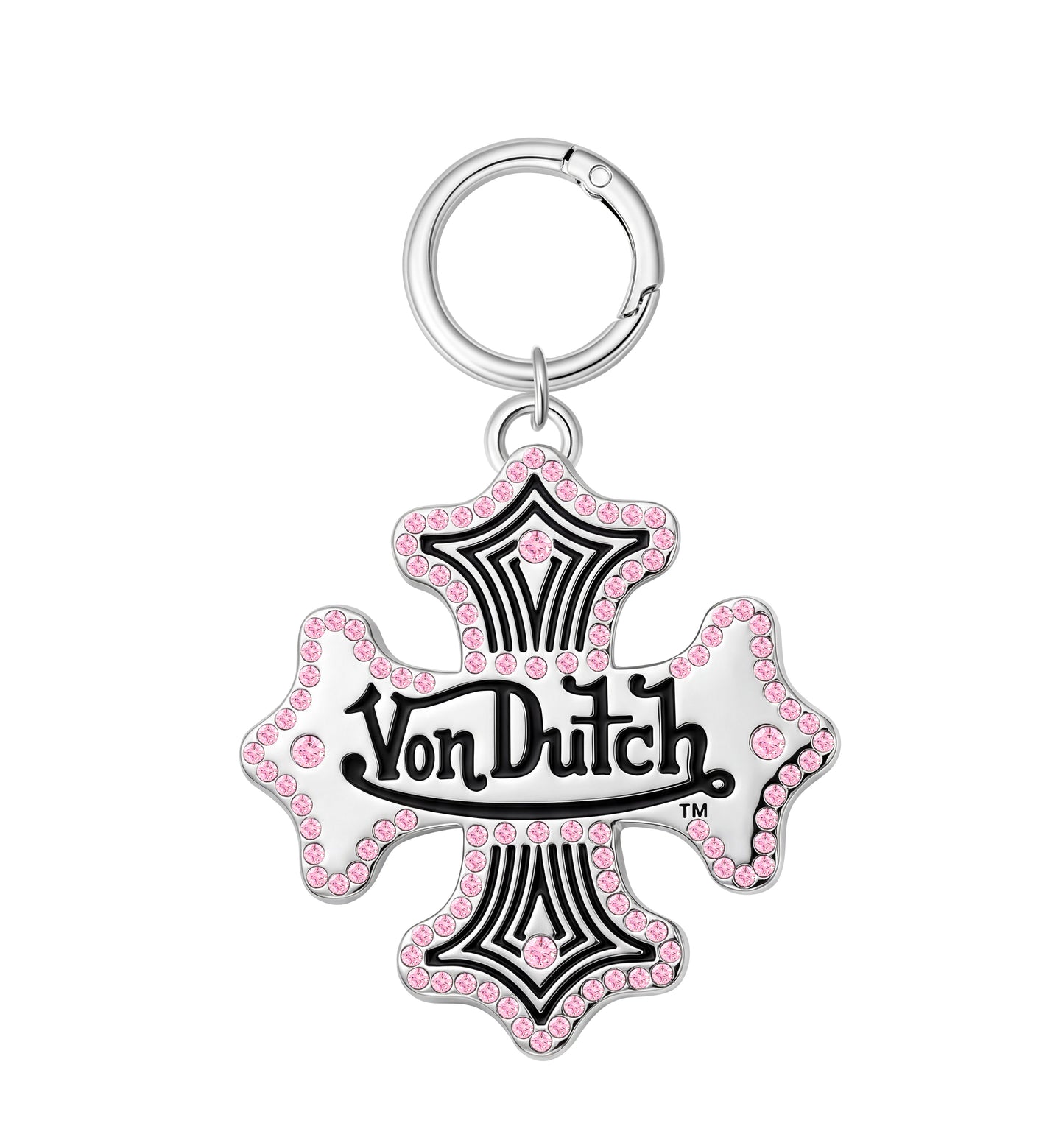 RHINESTONE CHOPPER CROSS KEYCHAIN