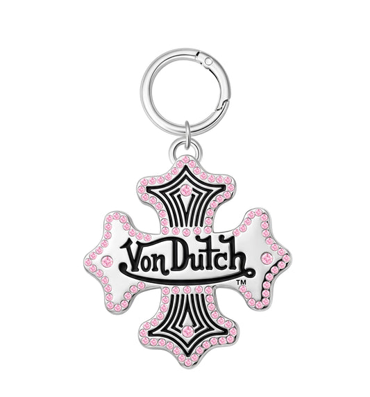 RHINESTONE CHOPPER CROSS KEYCHAIN