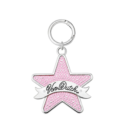 STAR KEYCHAIN - PINK RHINESTONES