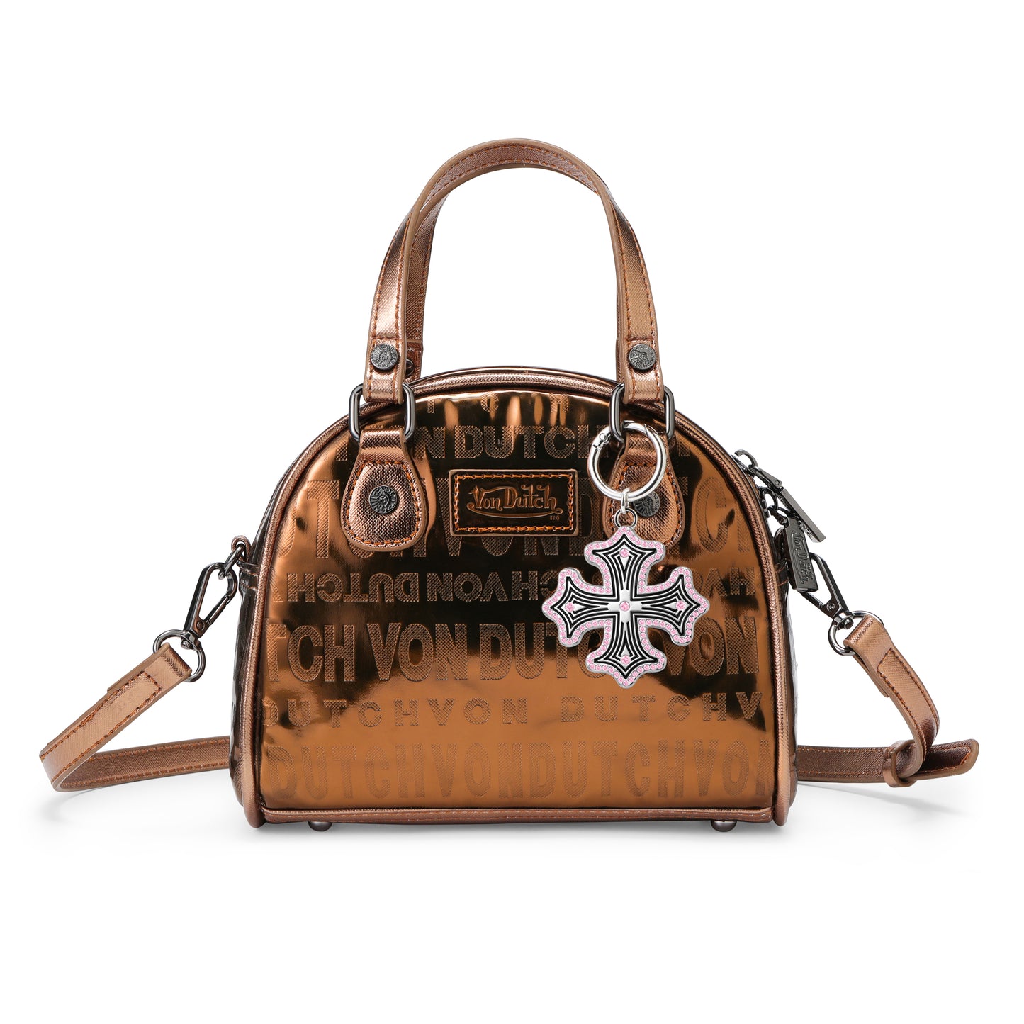 RHINESTONE CHOPPER CROSS KEYCHAIN