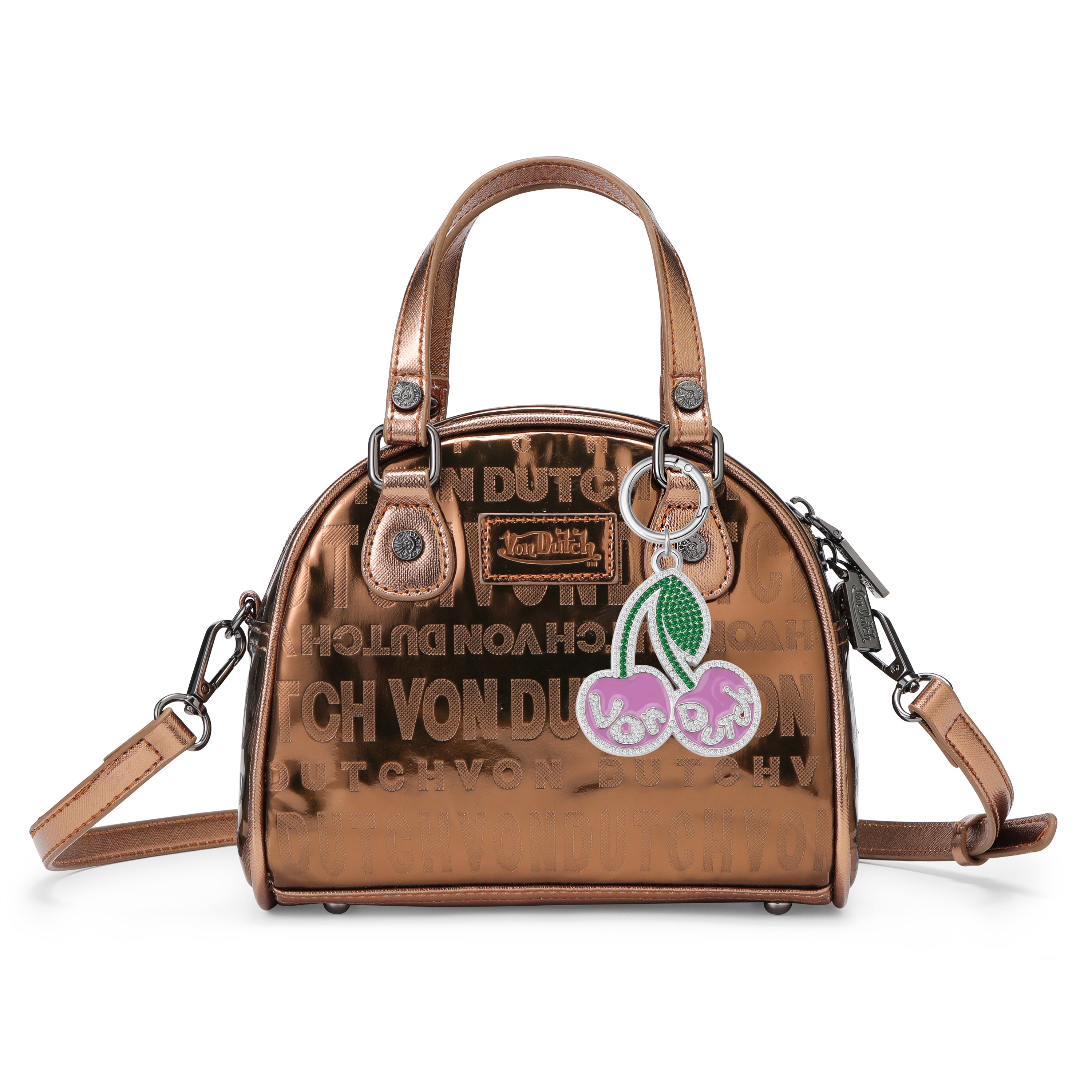 VON DUTCH CHERRY RHINESTONE KEYCHAIN - PINK | Von Dutch