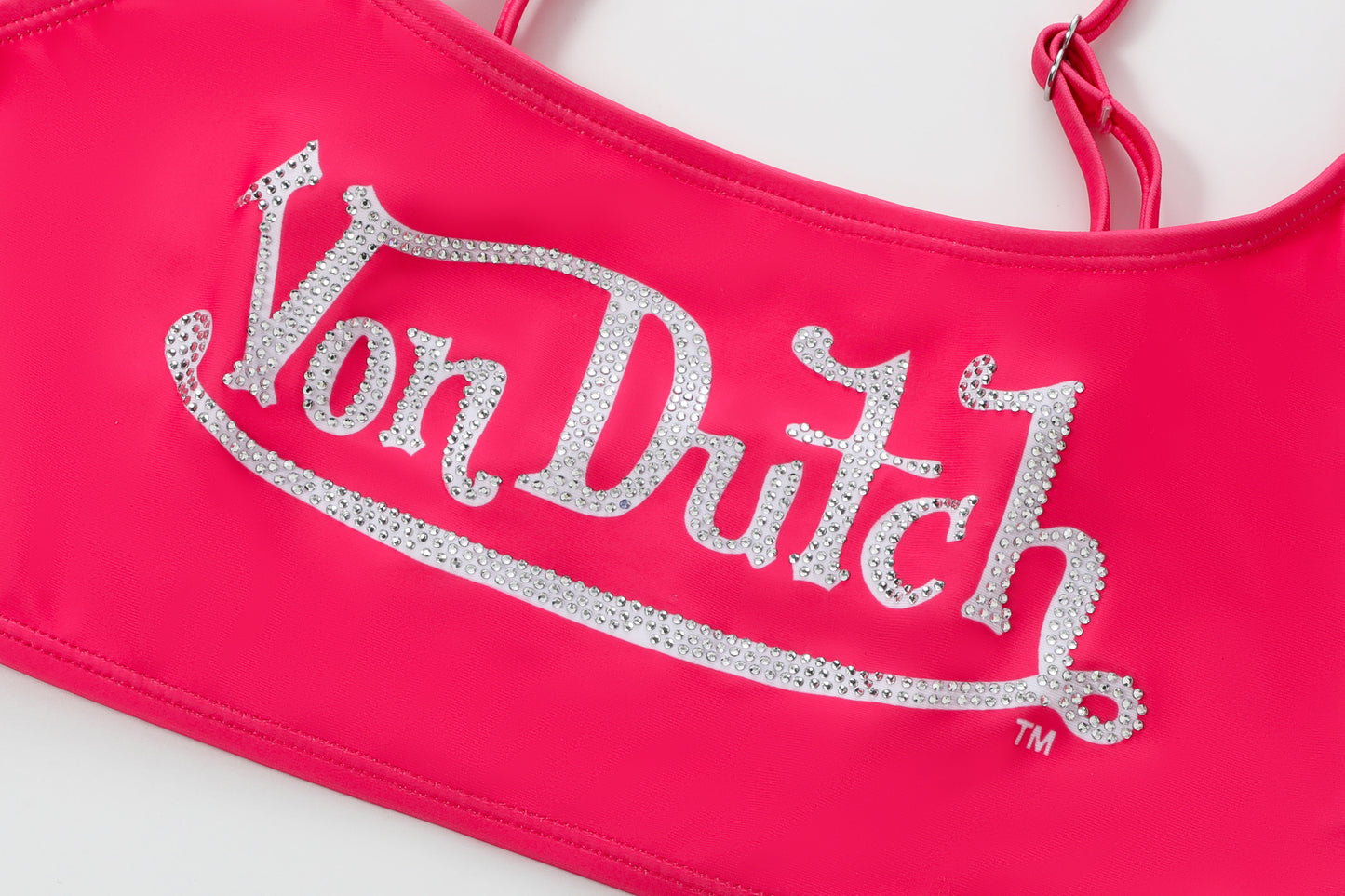 Rhinestone Classic Racing Spaghetti Top - Hot Pink
