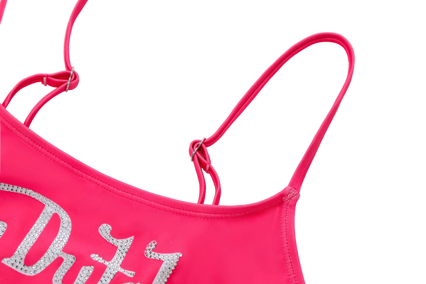 Rhinestone Classic Racing Spaghetti Top - Hot Pink