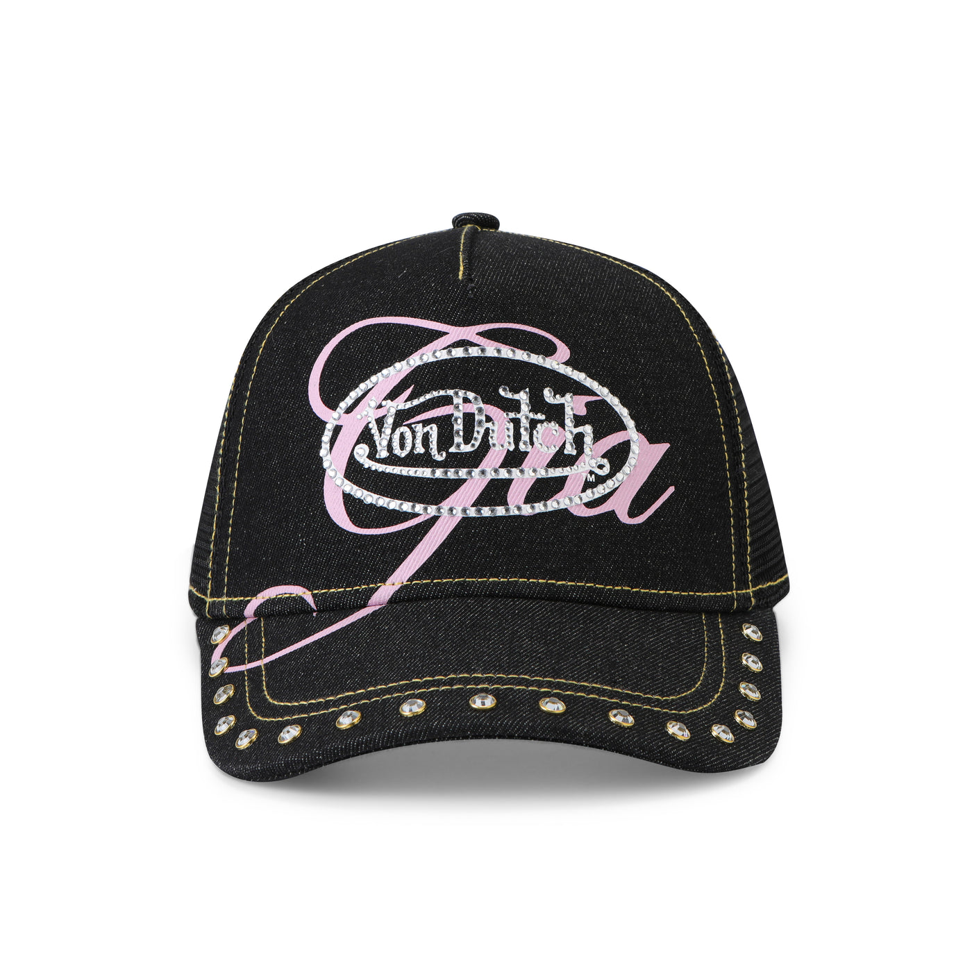 I.AM.GIA X VON DUTCH BLACK DENIM TRUCKER HAT