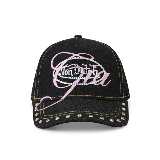 I.AM.GIA X VON DUTCH BLACK DENIM TRUCKER HAT