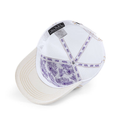 Rhinestone Trucker Hat - White with Purple Rhinestones