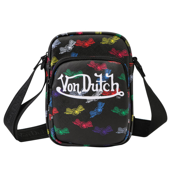 Men's Neon Logo Crossbody Bag - Black