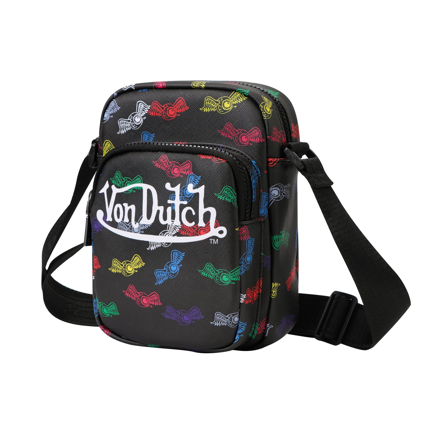 Men's Neon Logo Crossbody Bag - Black
