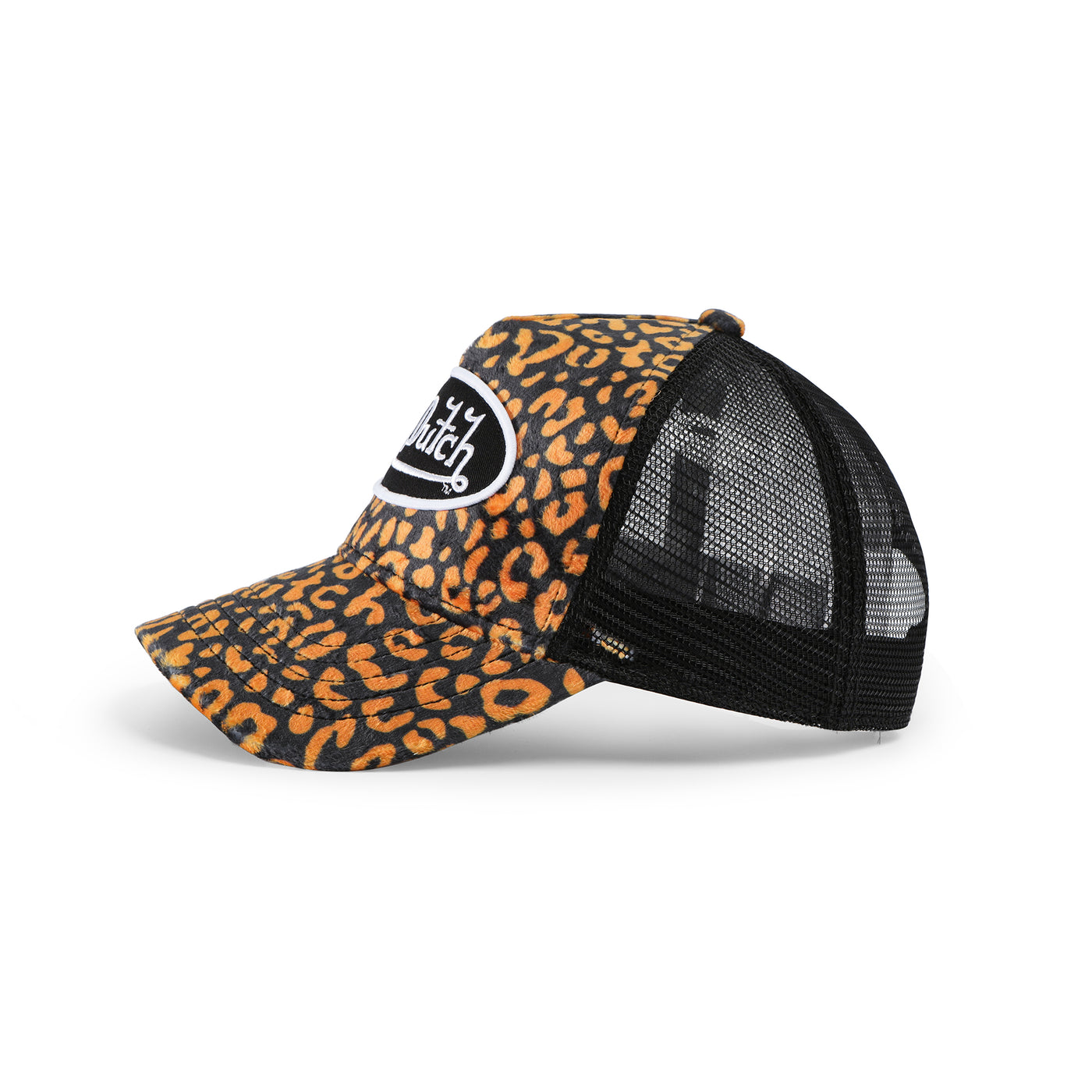 Von Dutch Orange Cheetah Velvet Trucker Hat