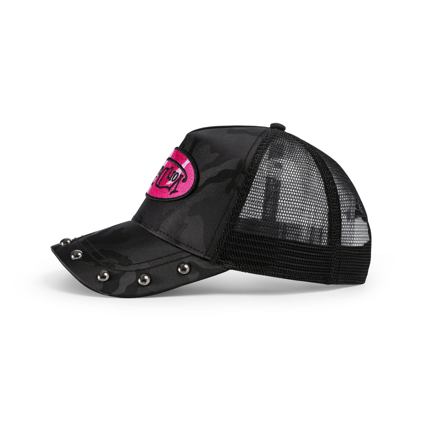 415 Black & Pink Studded Trucker Hat