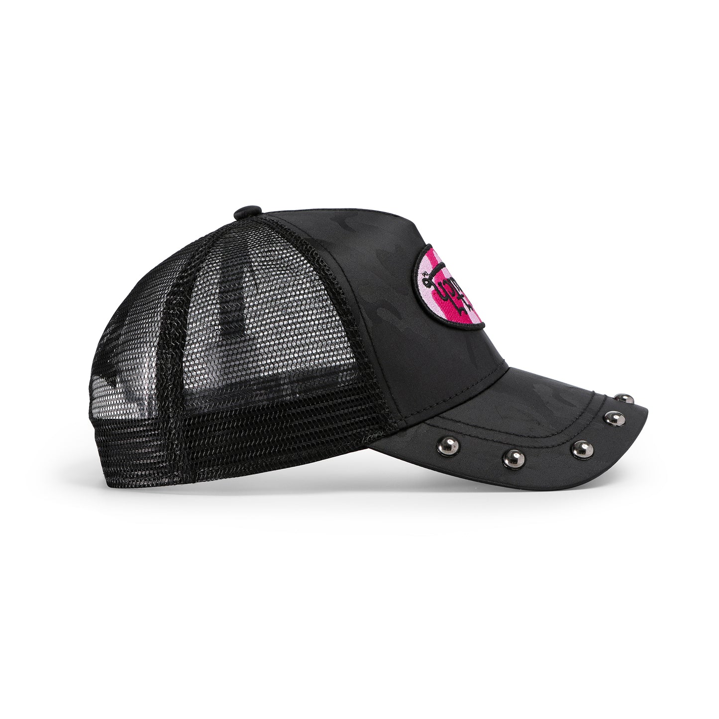 415 Black & Pink Studded Trucker Hat