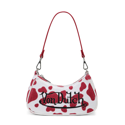 Red Cow Print Shoulder Bag
