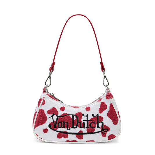Red Cow Print Shoulder Bag