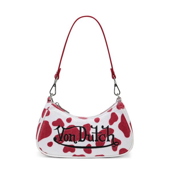 Red Cow Print Shoulder Bag
