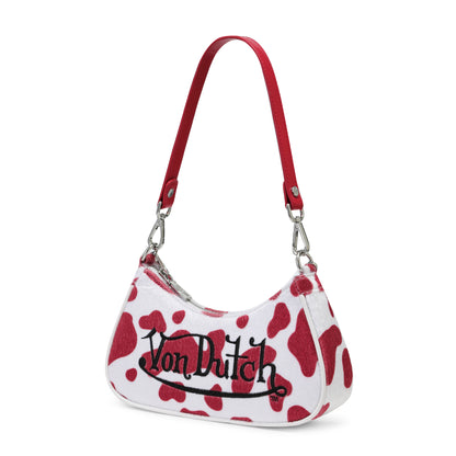Red Cow Print Shoulder Bag