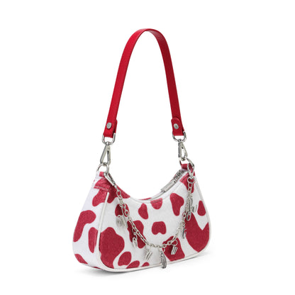 Red Cow Print Shoulder Bag