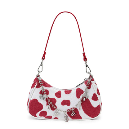 Red Cow Print Shoulder Bag
