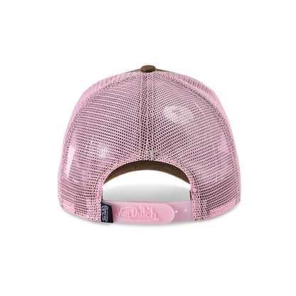 Rhinestone Trucker Hat - Brown with Pink Rhinestones