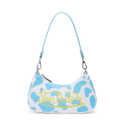 Light Blue Cow Print Shoulder Bag