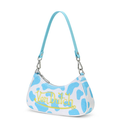 Light Blue Cow Print Shoulder Bag