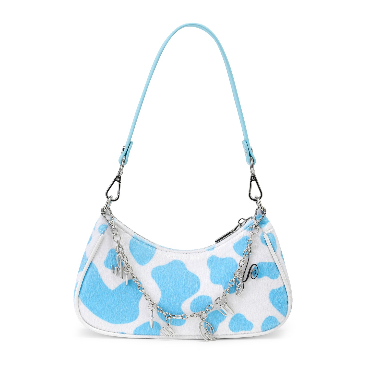 Light Blue Cow Print Shoulder Bag
